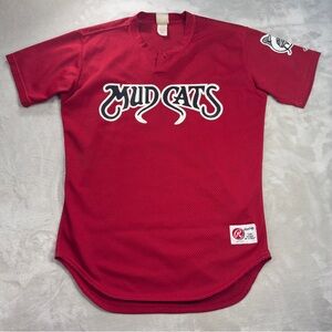 Vtg Carolina Mudcats Baseball Jersey Shirt Rawlings Sz 44 Red Black Minor League